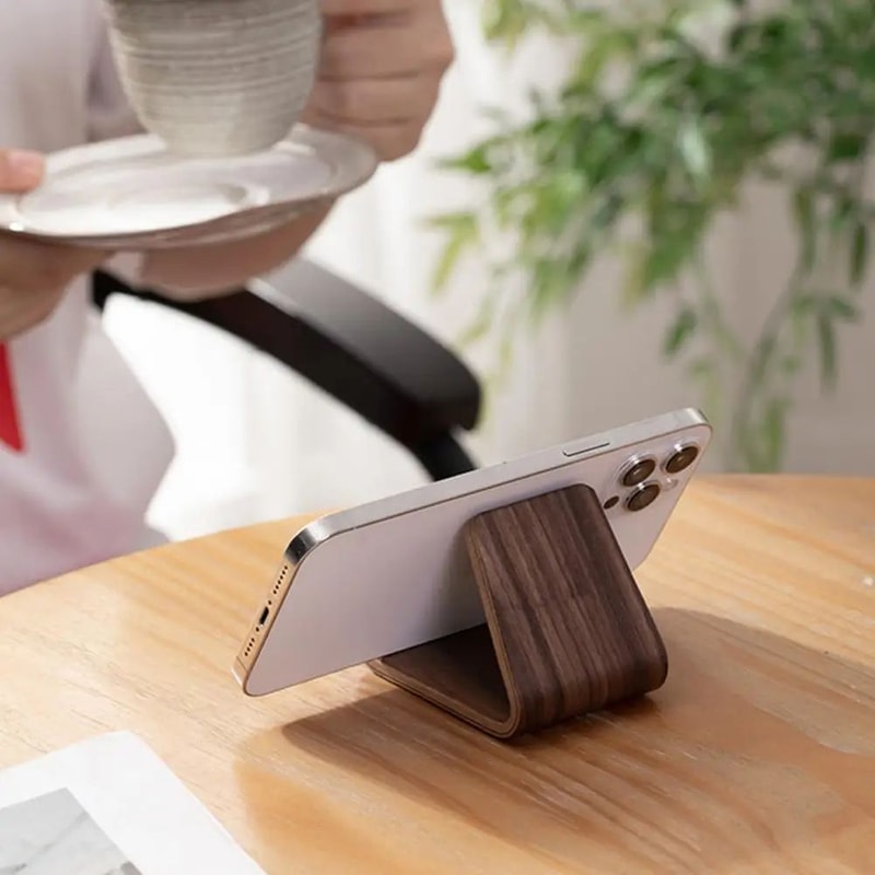 Walnut Solid Wood Phone Stand Holder For Desk Portable Desktop Mobile Stand For Home Office Travel 3