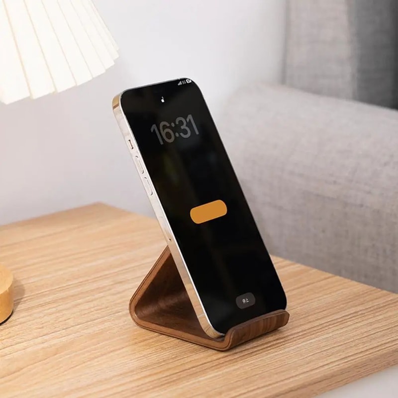 Walnut Solid Wood Phone Stand Holder For Desk Portable Desktop Mobile Stand For Home Office Travel 4
