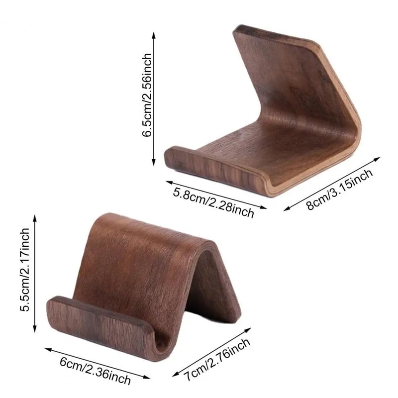 Walnut Solid Wood Phone Stand Holder For Desk Portable Desktop Mobile Stand For Home Office Travel 5
