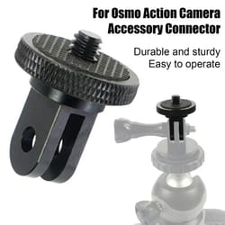 cnc aluminum action camera tripod mount adapter for insta360 & gopro, 1/4 inches screw mini tripod connector, stable