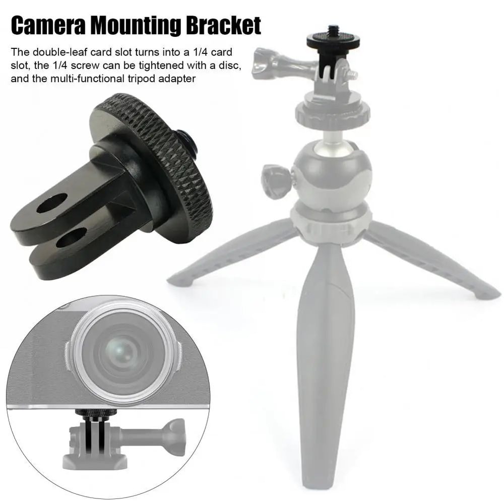 CNC Aluminum Action Camera Tripod Mount Adapter For Insta360 GoPro 14 Inches Screw Mini Tripod Con 1