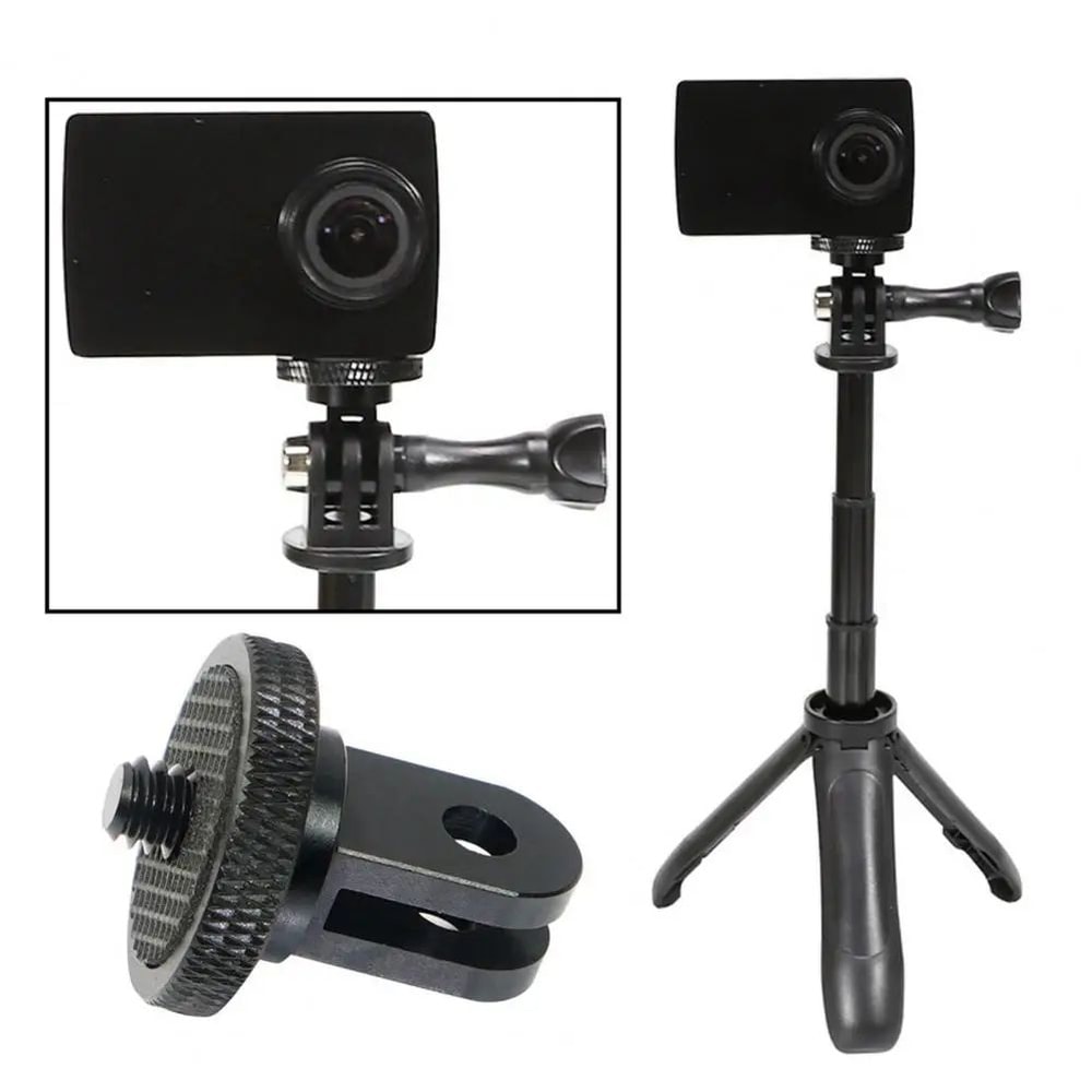 CNC Aluminum Action Camera Tripod Mount Adapter For Insta360 GoPro 14 Inches Screw Mini Tripod Con 2