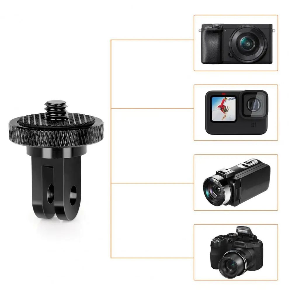 CNC Aluminum Action Camera Tripod Mount Adapter For Insta360 GoPro 14 Inches Screw Mini Tripod Con 3