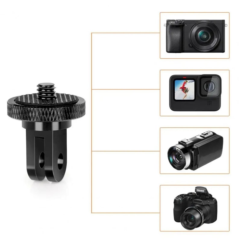 CNC Aluminum Action Camera Tripod Mount Adapter For Insta360 GoPro 14 Inches Screw Mini Tripod Con 3