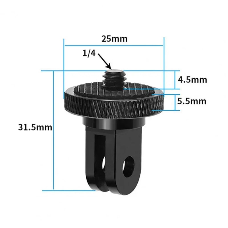 CNC Aluminum Action Camera Tripod Mount Adapter For Insta360 GoPro 14 Inches Screw Mini Tripod Con 5