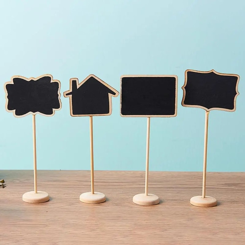 10 Pcs Mini Chalkboard Signs With Wooden Easels For Messages Table Numbers Events Cafes Home Decor 1