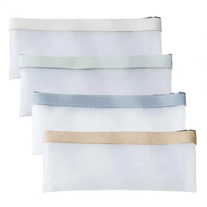 Transparent PVC Pencil Case With Zipper Waterproof Clear School Pouch For Stationery Makeup Travel 4