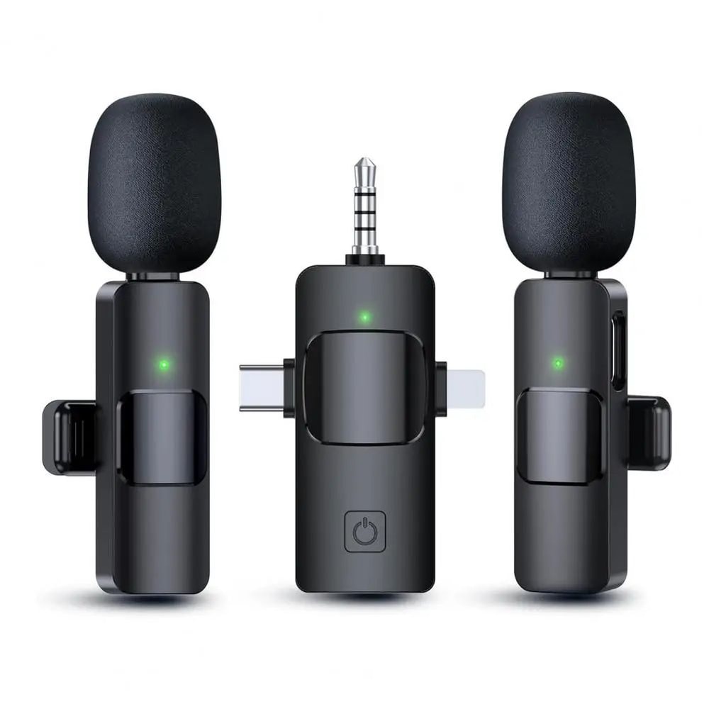 Wireless Lavalier Microphone Set With Noise Reduction ClipOn Mini Mic For IPhoneAndroid Clear Audio 0