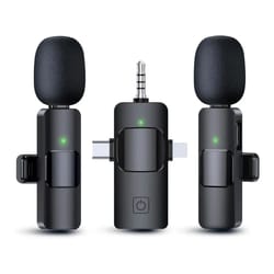 wireless lavalier microphone set with noise reduction, clip-on mini mic for iphone/android, clear audio for video & vlog