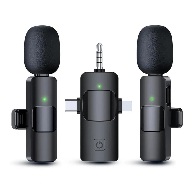 Wireless Lavalier Microphone Set With Noise Reduction ClipOn Mini Mic For IPhoneAndroid Clear Audio 0