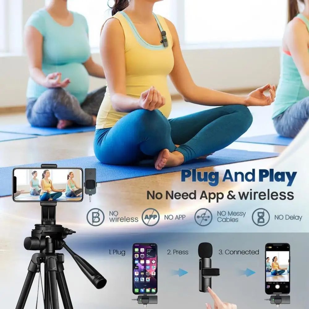 Wireless Lavalier Microphone Set With Noise Reduction ClipOn Mini Mic For IPhoneAndroid Clear Audio 4