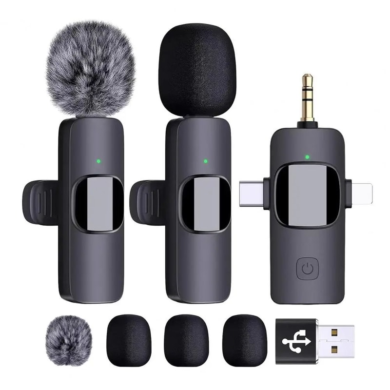 Wireless Lavalier Microphone Set With Noise Reduction ClipOn Mini Mic For IPhoneAndroid Clear Audio 6