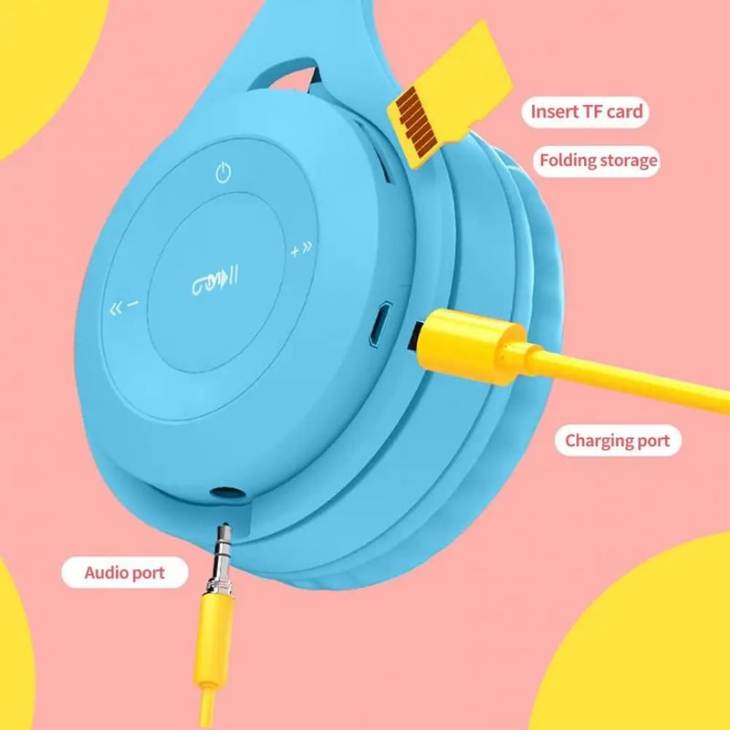 Cute Bluetooth 50 Wireless Headphones With Noise Reduction Stereo Gaming Sports Headset Builtin Mic 4