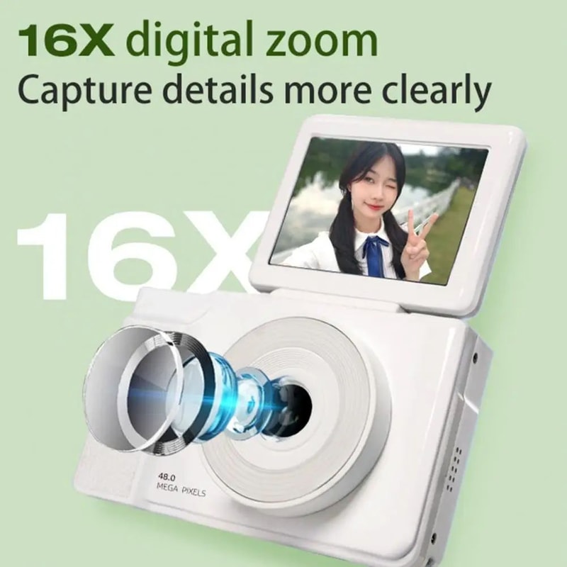 48MP Compact Vlogging Camera With LED Fill Light 180 Flip Screen Portable Digital Camera For YouTub 3
