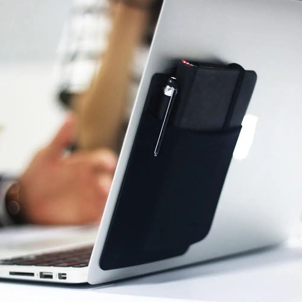 Adhesive Laptop Back Storage Pouch Slim Cable Organizer Bag For Tablet Accessories Mouse Charger Pe 4