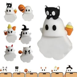 cute halloween ghost phone buddy stick-on mini ghost figures, adhesive smartphone topper decor, kawaii spooky accessory