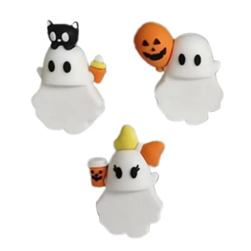 Cute Halloween Ghost Phone Buddy StickOn Mini Ghost Figures Adhesive Smartphone Topper Decor Kawaii 7