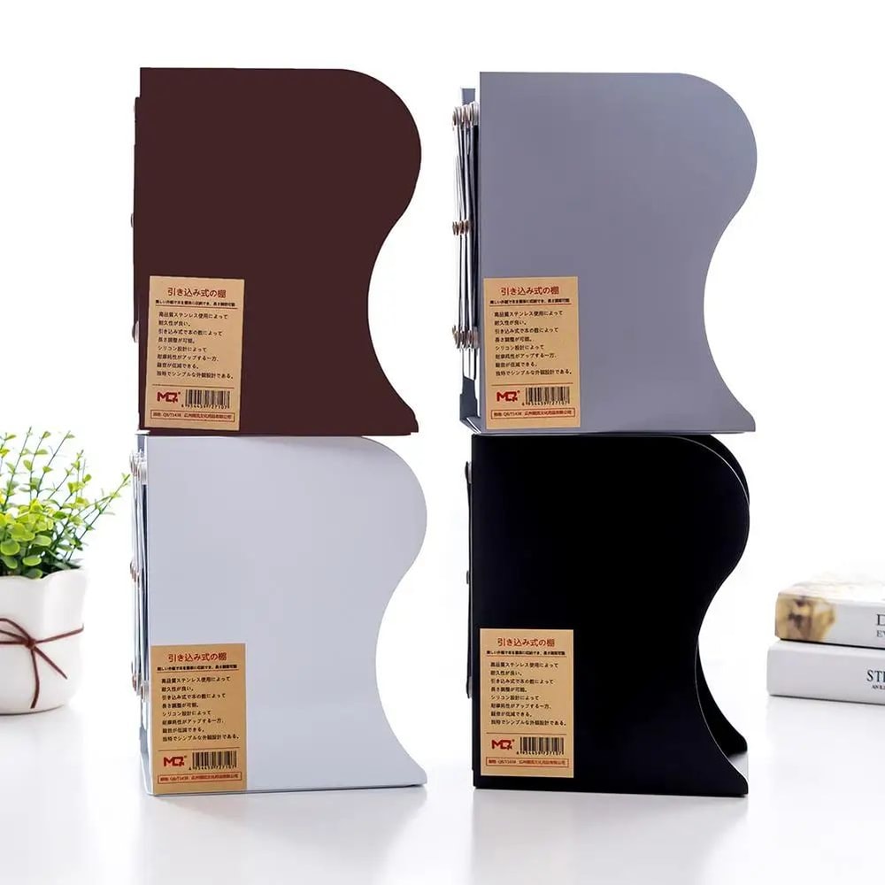 Retractable Foldable Iron Bookends For Desk Shelf Adjustable Book Support Stand Rack HeavyDuty Des 1