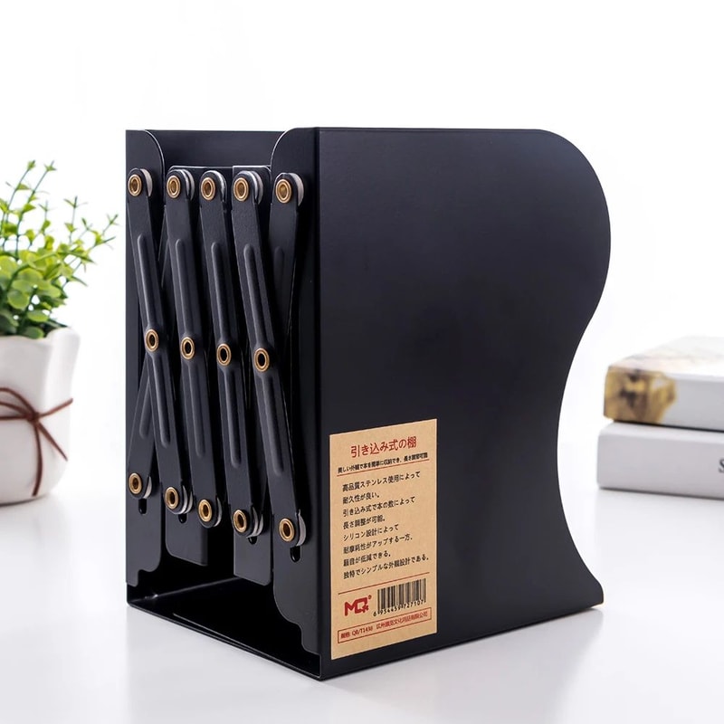 Retractable Foldable Iron Bookends For Desk Shelf Adjustable Book Support Stand Rack HeavyDuty Des 2