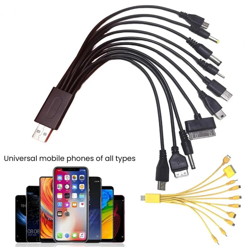 10in1 MultiDevice Charging Cable 906 Inches Universal TangleFree PVC Cord Fast Charge Data Cable Fo 1