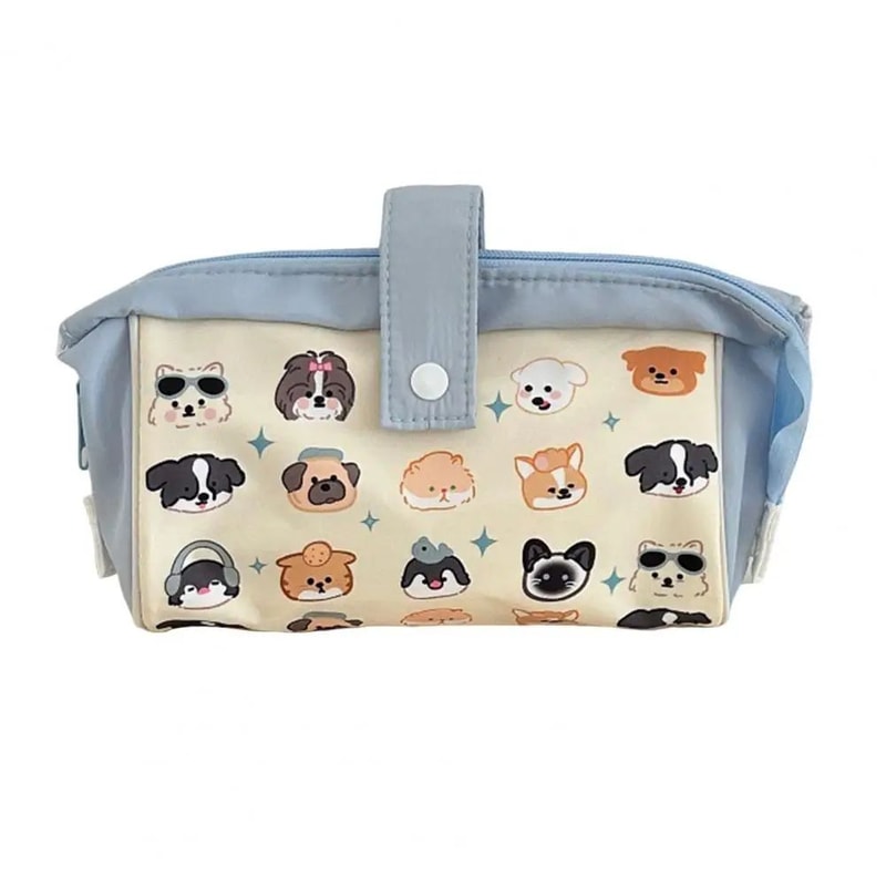 Durable Canvas Stationery Pouch Pencil Case Large Capacity Cute Print Zipper Bag Portable School Su 7