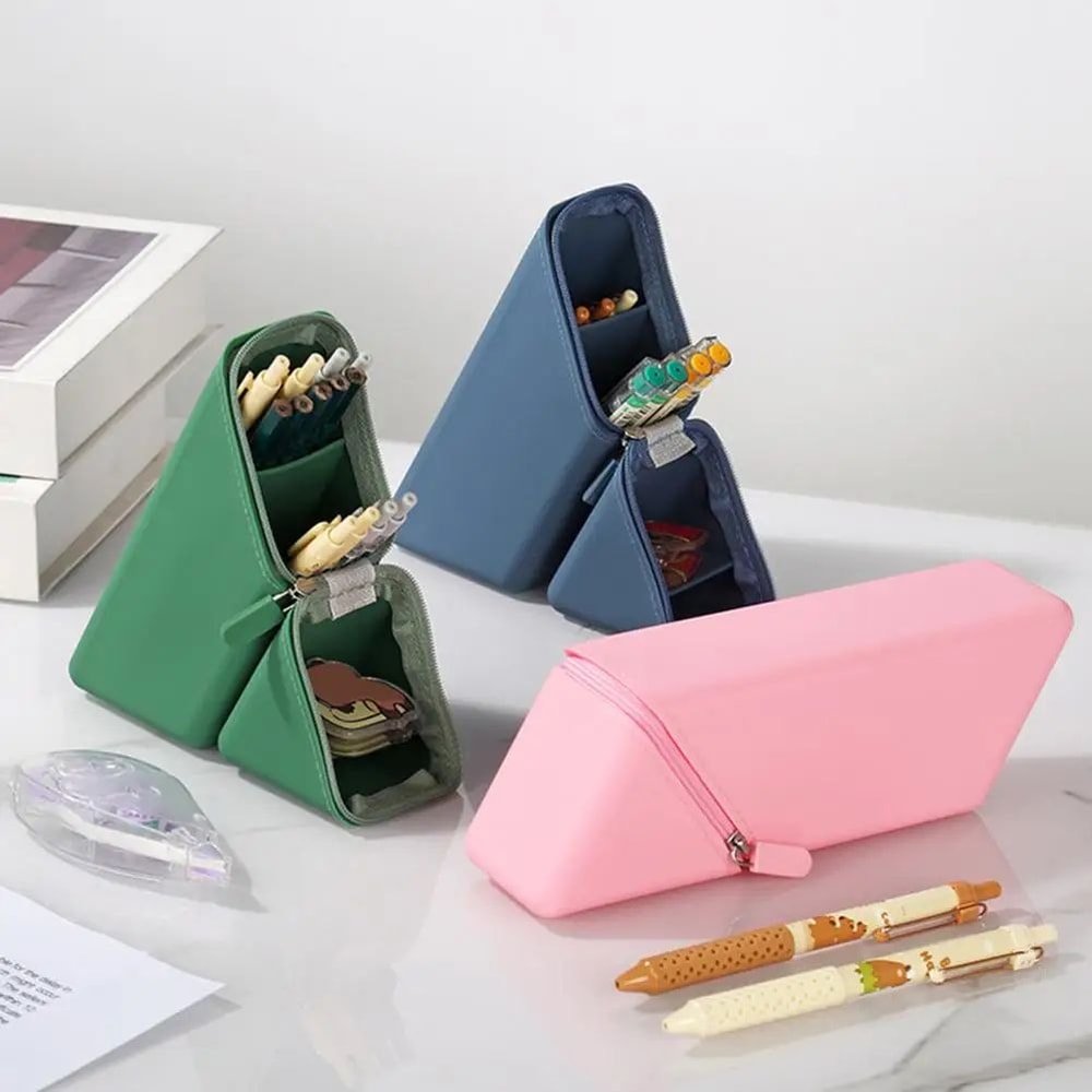 Expandable Silicone Pencil Case Standing Pen Holder Large Capacity Stretchy Stationery Organizer Fo 2