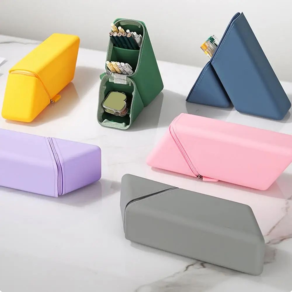 Expandable Silicone Pencil Case Standing Pen Holder Large Capacity Stretchy Stationery Organizer Fo 4