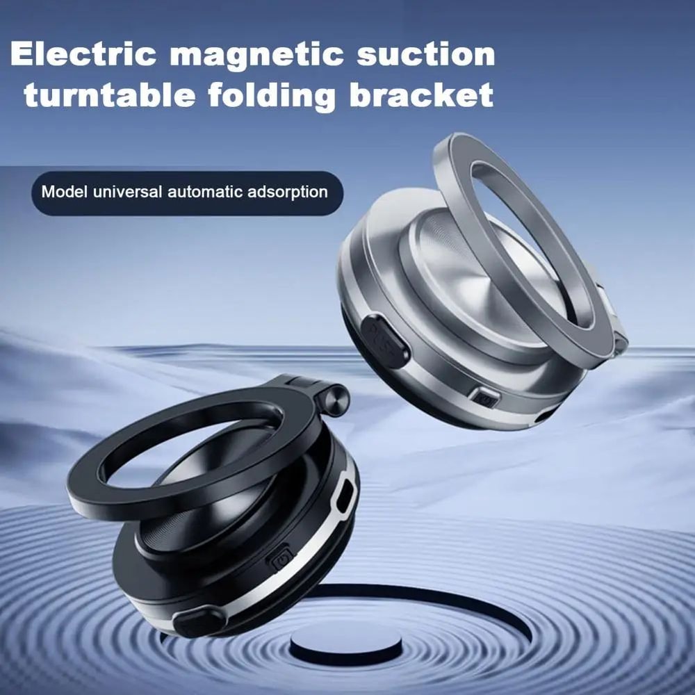 Magnetic Car Phone Holder Electric Vacuum Suction Mount Strong Grip 360 Rotation Secure Dashboard W 0