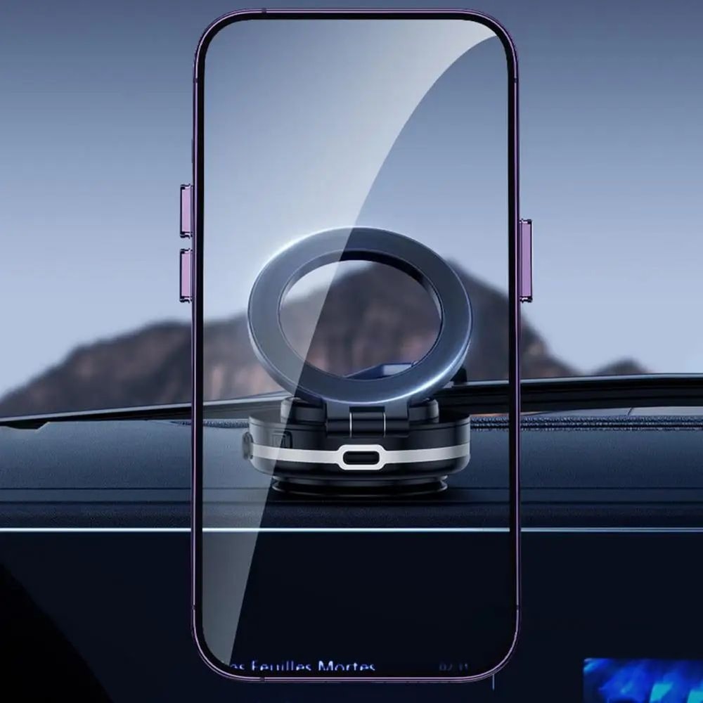 Magnetic Car Phone Holder Electric Vacuum Suction Mount Strong Grip 360 Rotation Secure Dashboard W 2