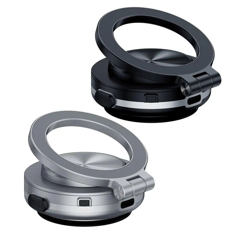 Magnetic Car Phone Holder Electric Vacuum Suction Mount Strong Grip 360 Rotation Secure Dashboard W 4