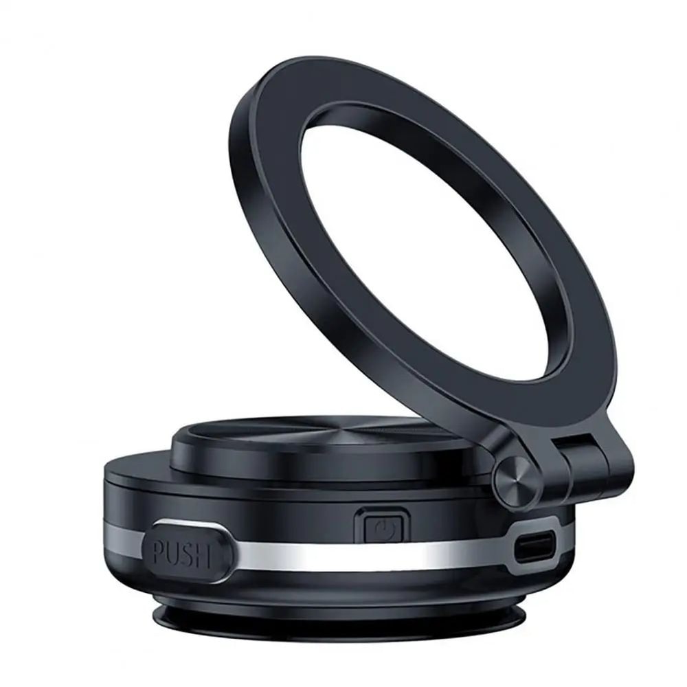 Magnetic Car Phone Holder Electric Vacuum Suction Mount Strong Grip 360 Rotation Secure Dashboard W 6
