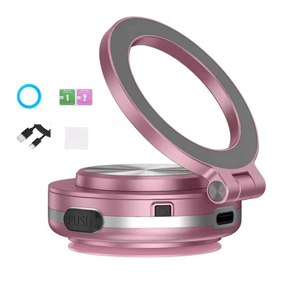 Magnetic Car Phone Holder Electric Vacuum Suction Mount Strong Grip 360 Rotation Secure Dashboard W 7