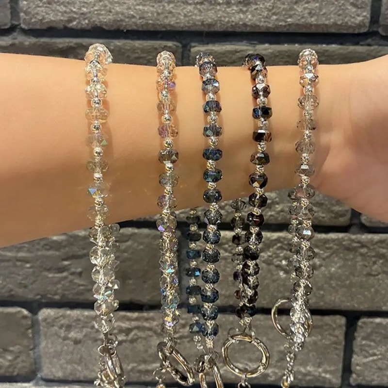 Faux Crystal Phone Strap Detachable Chain Glamorous Phone Lanyard Adjustable Wrist Strap Purse Char 2