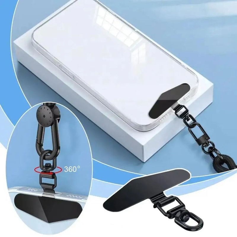 360 Rotatable Phone Lanyard Clip Patch Stainless Steel AntiFall Strap Adapter 04mm Ultra Thin Gaske 0