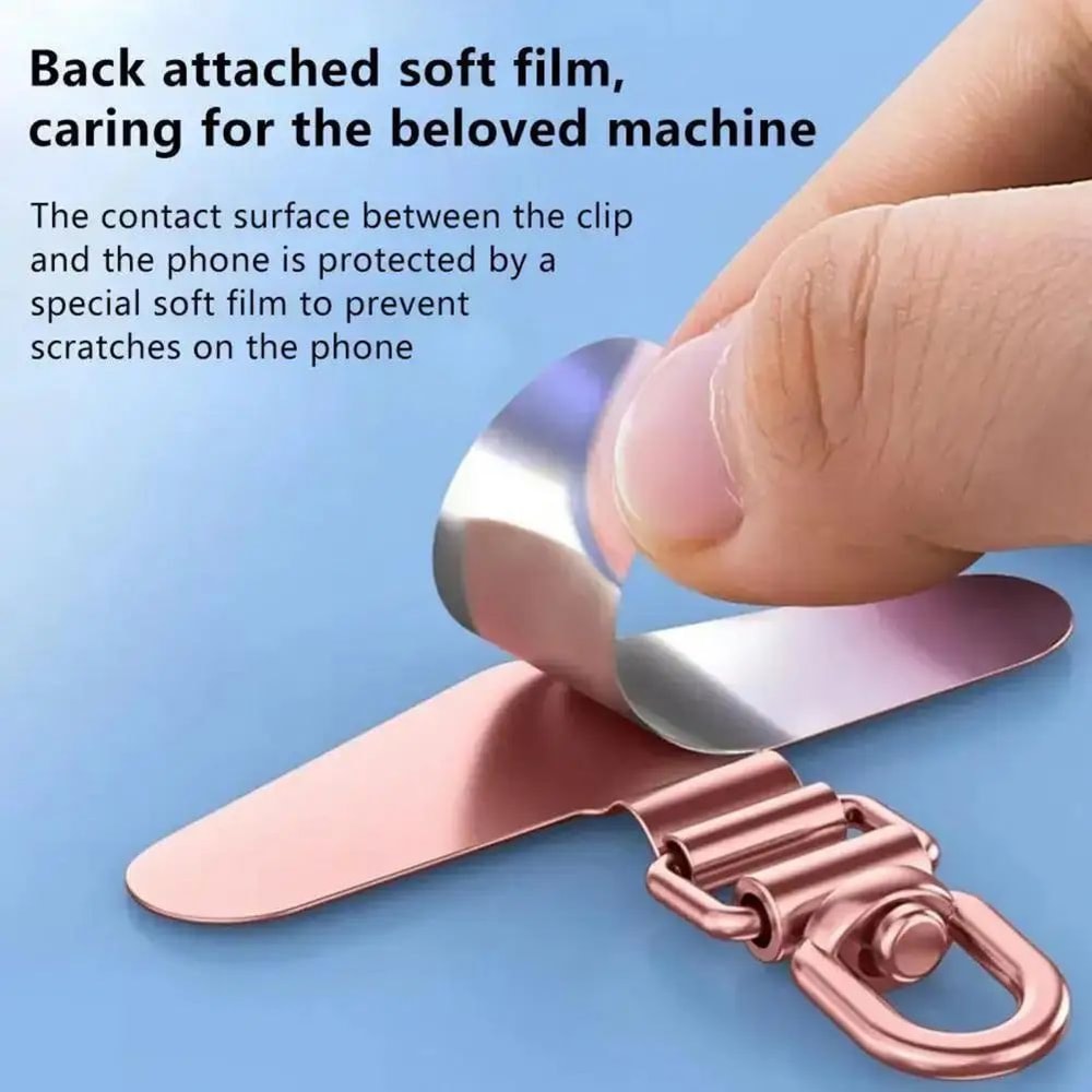 360 Rotatable Phone Lanyard Clip Patch Stainless Steel AntiFall Strap Adapter 04mm Ultra Thin Gaske 2