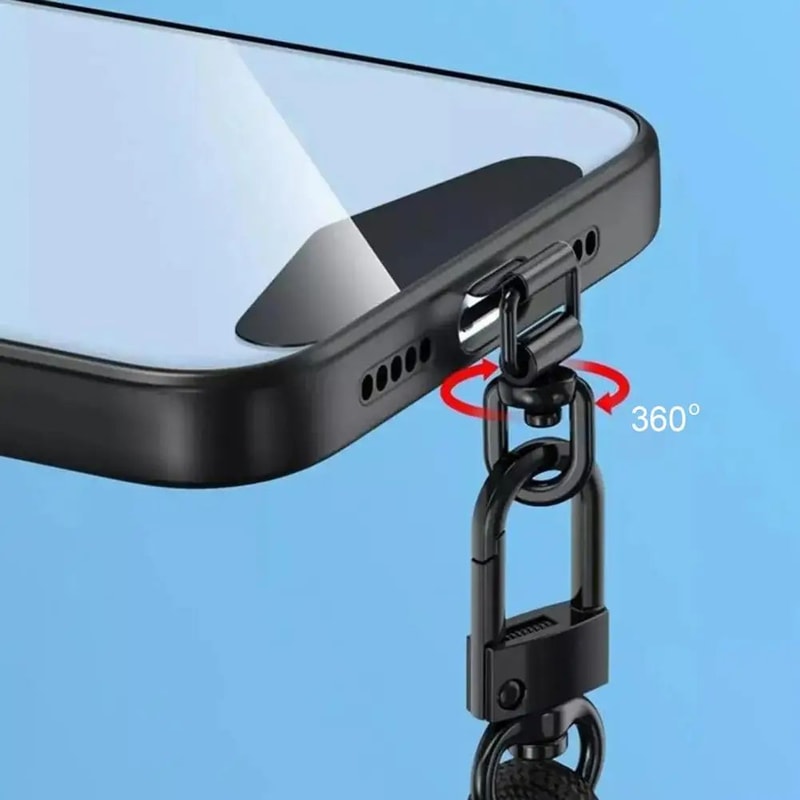 360 Rotatable Phone Lanyard Clip Patch Stainless Steel AntiFall Strap Adapter 04mm Ultra Thin Gaske 4