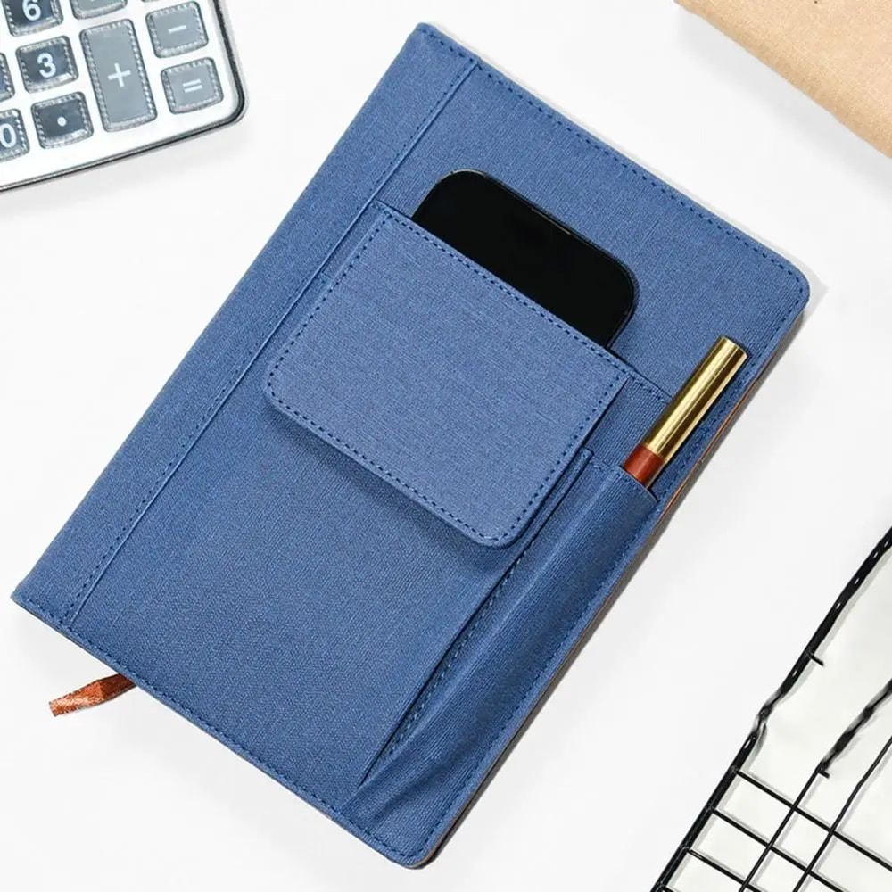 A5 Lined Journal Notebook Fabric Cover 200 Pages Thick Paper Writing Notebook With Pockets For Work 2