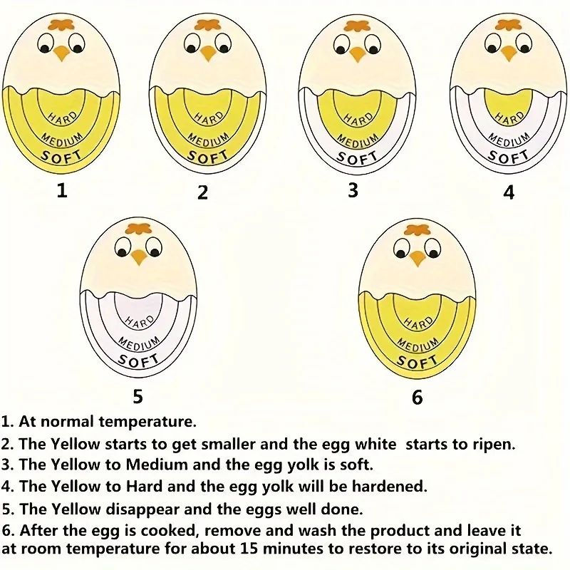 Color Changing Egg Timer Cute Cartoon Face Doneness Indicator Soft Medium Hard Boiled Eggs Perfect 4