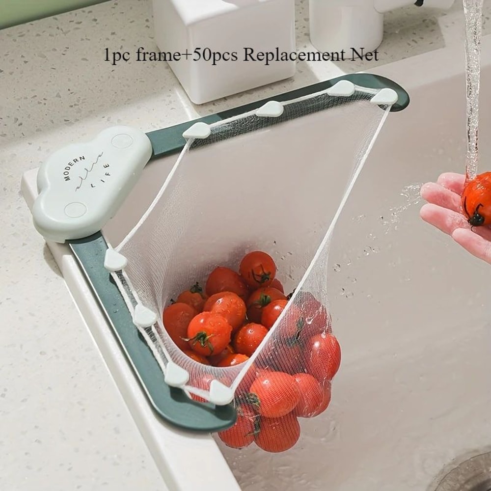 51 Pcs Kitchen Sink Strainer Set Triangle Draining Basket Mesh Filter Hanging Storage Rack For Food 6
