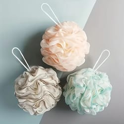luxury shower loofah bath sponge super soft exfoliating body pouf rich lathering shower ball with hanging loop