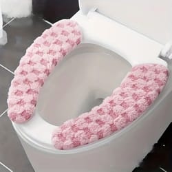 thick plush toilet seat cushion cover – washable non-slip over-rim toilet lid pad for warm comfort, all-season fit
