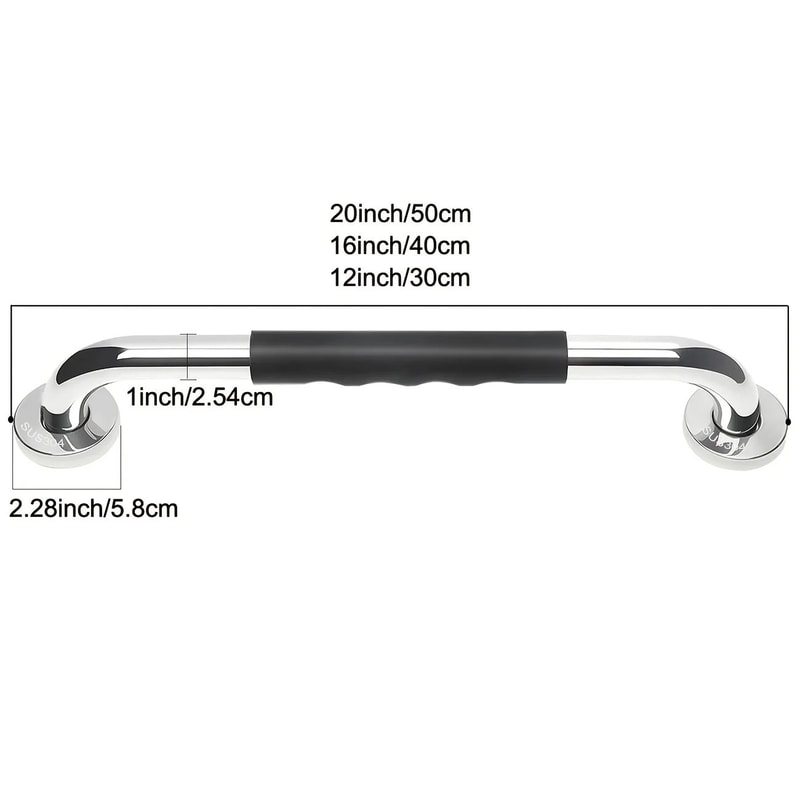 2 Pcs Stainless Steel Bathroom Grab Bar For Shower Toilet HeavyDuty NonSlip Safety Handle Secure W 1