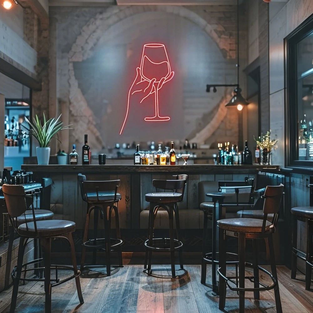 Cheers Wine Glasses LED Neon Sign Dimmable USB Wall Light For Home Bar Bedroom Decor Party Ambienc 2