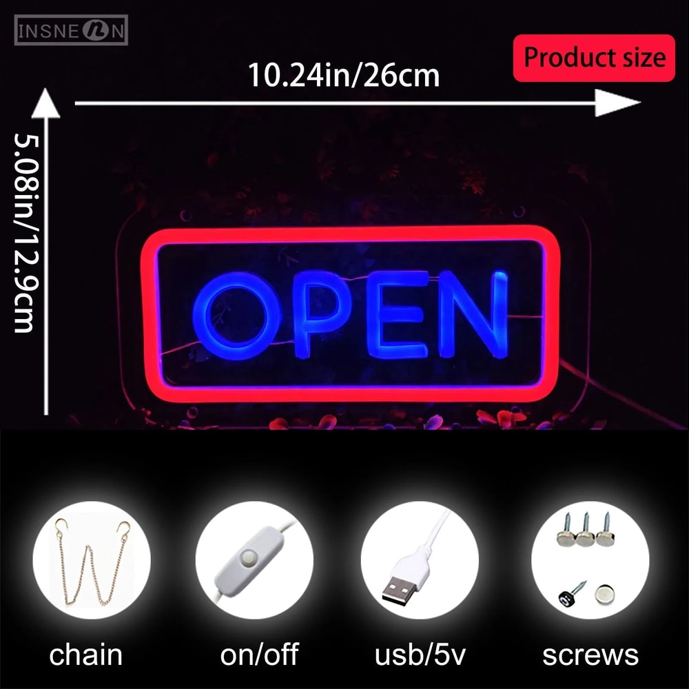 LED Open Neon Sign For Shop Window USB Wall Hanging Light For Storefront Salon Cafe Room Decor Br 1