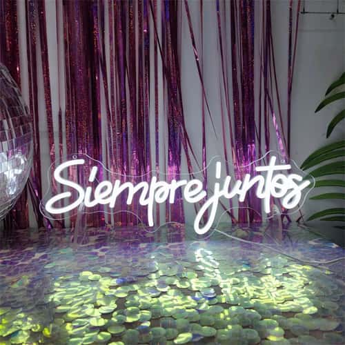 Siempre Juntos LED Neon Sign – Spanish Always Together Wedding & Engagement Wall Decor Light, Romantic Photo Backdrop