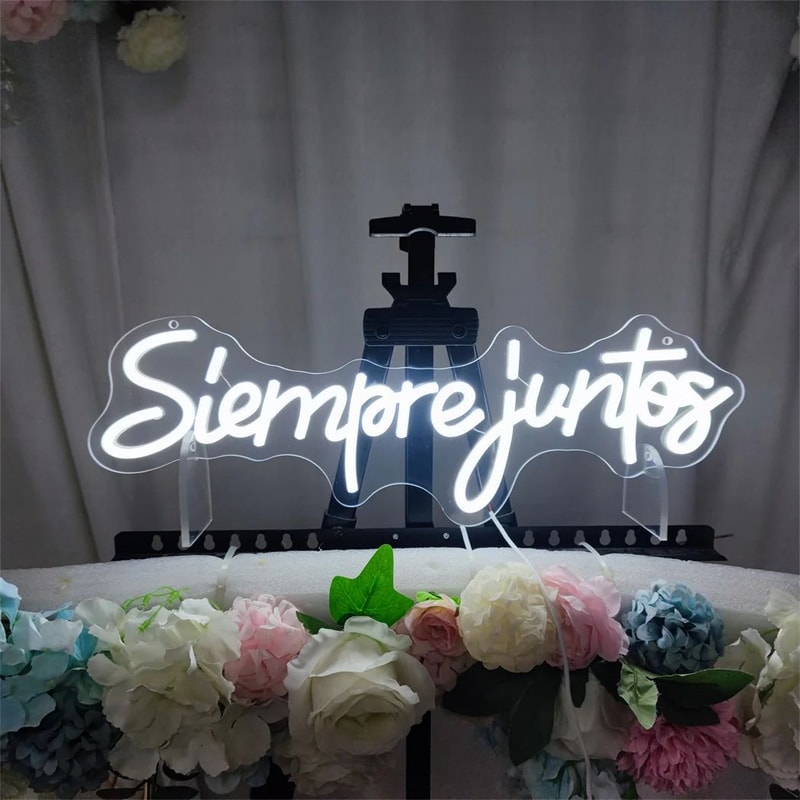 Siempre Juntos LED Neon Sign Spanish Always Together Wedding Engagement Wall Decor Light Romantic 2
