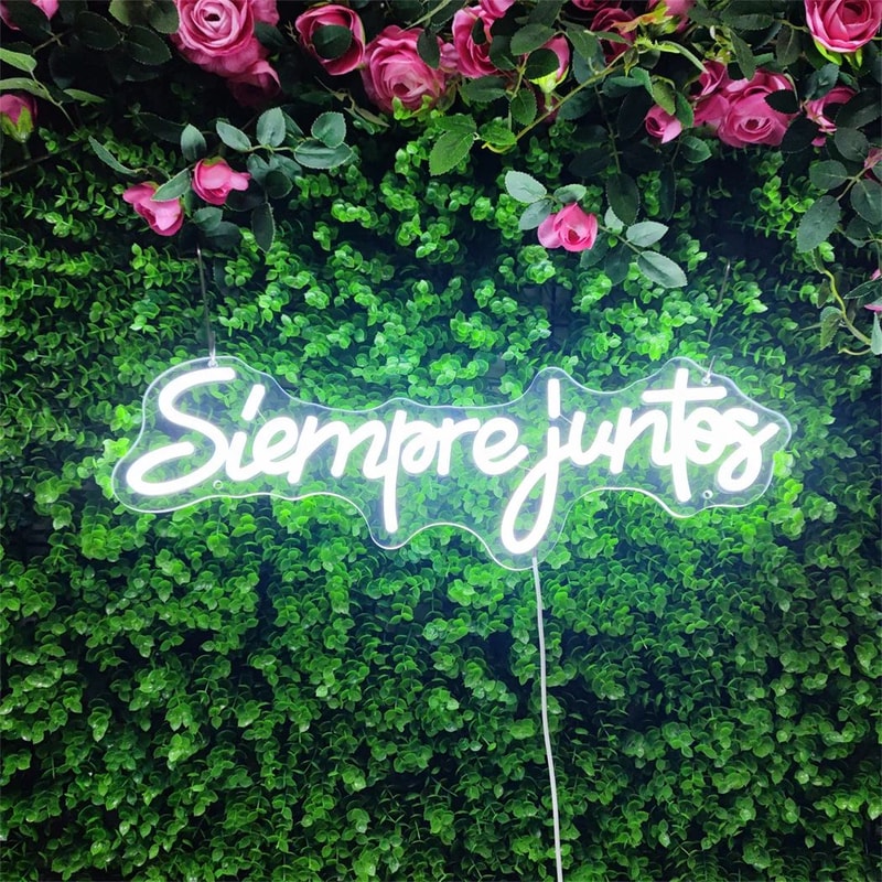 Siempre Juntos LED Neon Sign Spanish Always Together Wedding Engagement Wall Decor Light Romantic 3