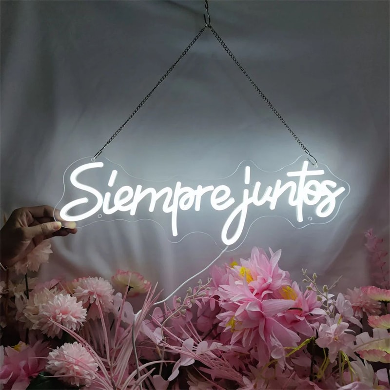 Siempre Juntos LED Neon Sign Spanish Always Together Wedding Engagement Wall Decor Light Romantic 4