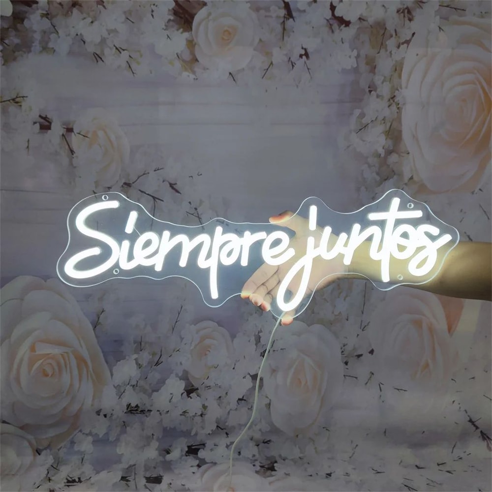 Siempre Juntos LED Neon Sign Spanish Always Together Wedding Engagement Wall Decor Light Romantic 5