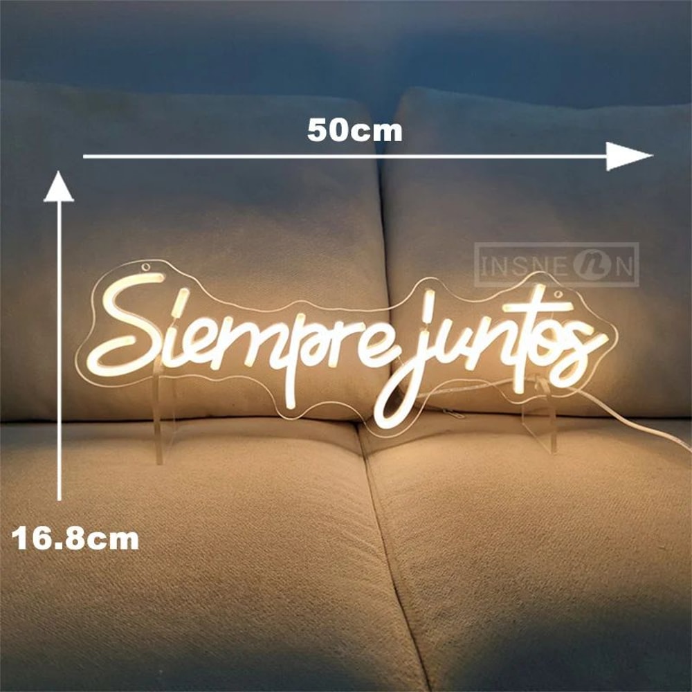 Siempre Juntos LED Neon Sign Spanish Always Together Wedding Engagement Wall Decor Light Romantic 7